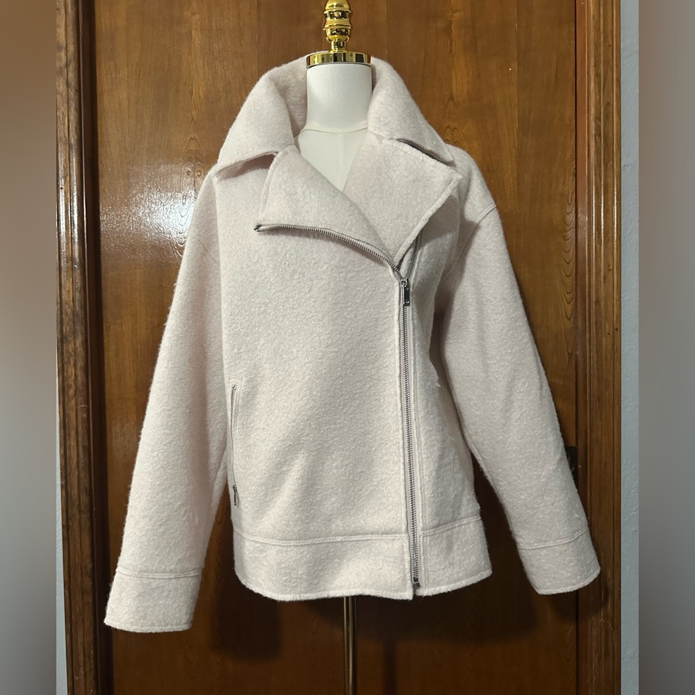 Zara Cream Felted Motorcycle Jacket S